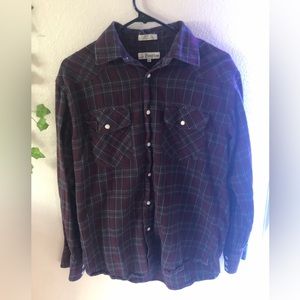 vintage Foxfire 100% cotton men’s long sleeve flannel